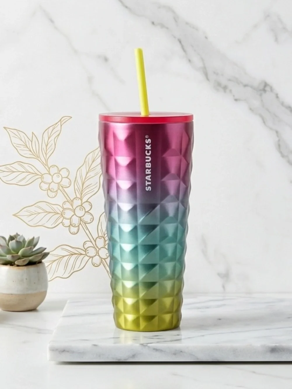 Starbucks Summer ‘25 Gradient Magenta Teal Lime 24oz Venti Stainless Tumbler NWT